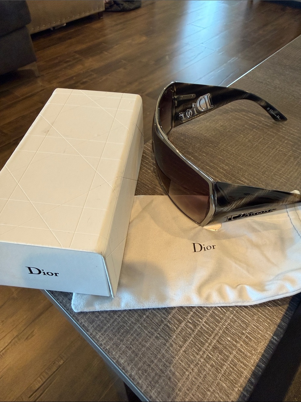 Dior Black Shield Sunglasses with Brown Gradient Lenses